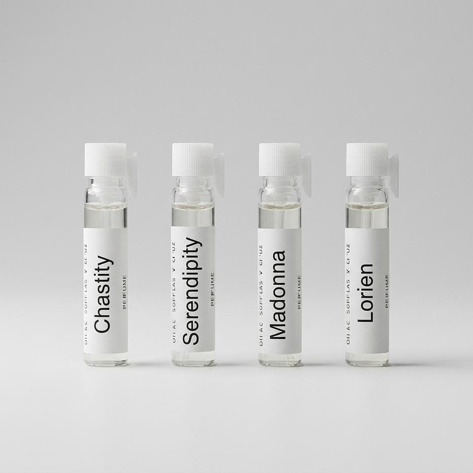 Perfume Oil Sample Set, Chastity Serendipity Madonna Lorien, Try Before You Buy, 4 x 0.5ml Vials