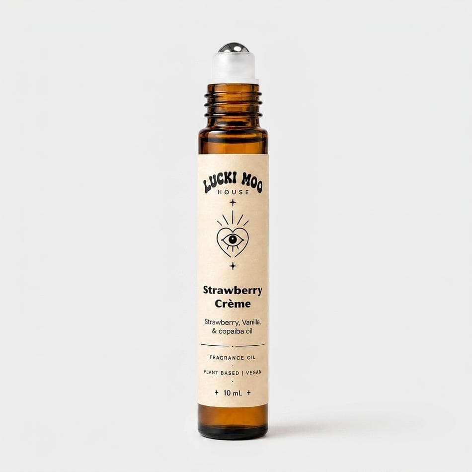 Perfume Oil Roll-On, Strawberry & Vanilla, Sweet Gourmand Scent, Organic Fractionated Coconut Oil Base, 10ml (0.34 oz)