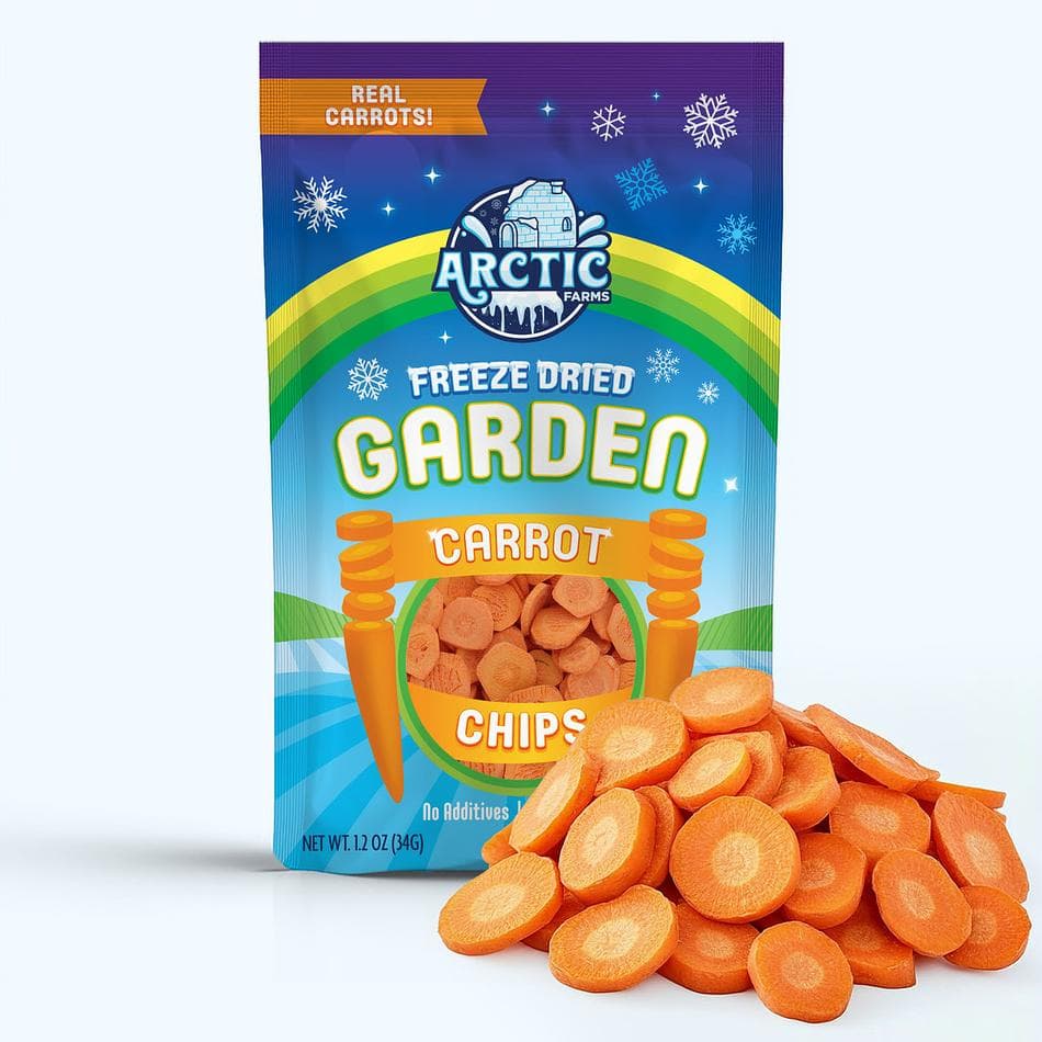 Freeze-Dried Carrot Chips, Naturally Sweet Crunchy Veggie Snack & Salad Topper, Large Resealable Bag (1.2 oz)