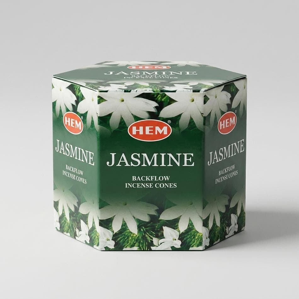 Jasmine Backflow Incense Cones, Floral Aroma, Tranquil Meditation & Relaxation, 40-Count Box