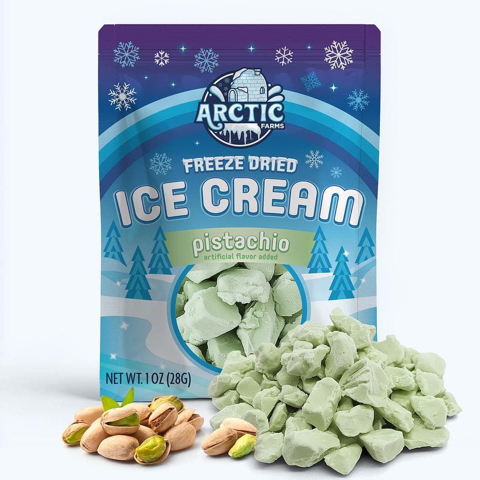 Freeze-Dried Ice Cream Bits, Pistachio, No-Melt Crunchy Snack, Shelf-Stable, Pack of 3 Resealable Bags (1 oz each)