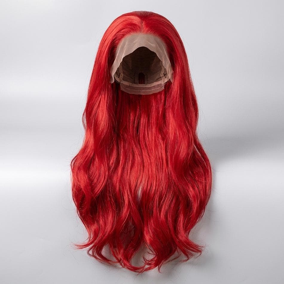 Synthetic Lace Front Wig, Heat-Resistant Fiber, Long Wavy, Natural Density, 13x3 Lace, 24 Inch, 130% Density, 1-Piece