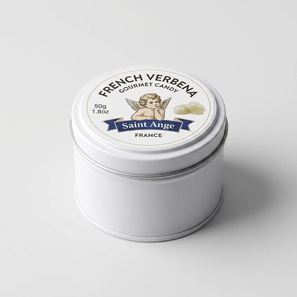 Verbena Pastilles Hard Candy, Natural Verbena Flavor, Soothing Herbal Sweets, Gift Tin, 1 Pack