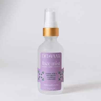 Botanical Face Mist, Rose Water + Lavender + Mint Hydrosols, Hydrate & Calm, Alcohol-Free, 30 ml Spray