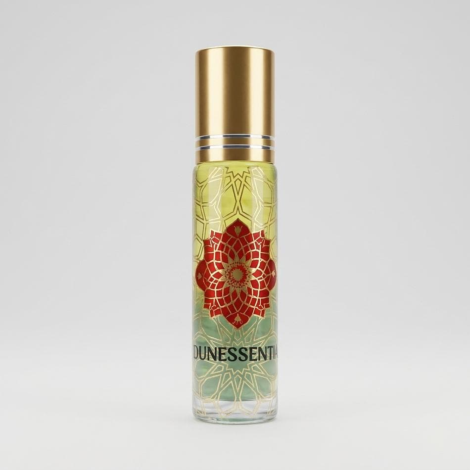 Perfume Oil Roll-On, Moroccan-Sourced Aromatic Oils, Warm Floral Musky Skin Scent, Emerald Crystal-Infused, 10 ml
