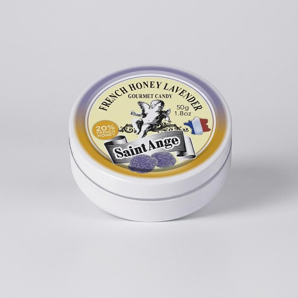 Honey Lavender Pastilles (Hard Candy), Auvergne Honey, Natural Lavender Flavor, Gift Tin, 50 g (1 Pack)