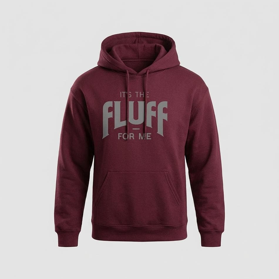Graphic Fleece Pullover Hoodie, 50/50 Cotton Polyester, Cozy Kangaroo Pocket, Unisex S–5XL, "It’s the Fluff for Me"