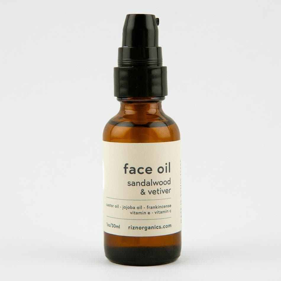 Organic Face Oil, Castor + Jojoba + Vitamin C & E, Hydrating Glow for Sensitive/Acne-Prone Skin, 1 oz Dropper