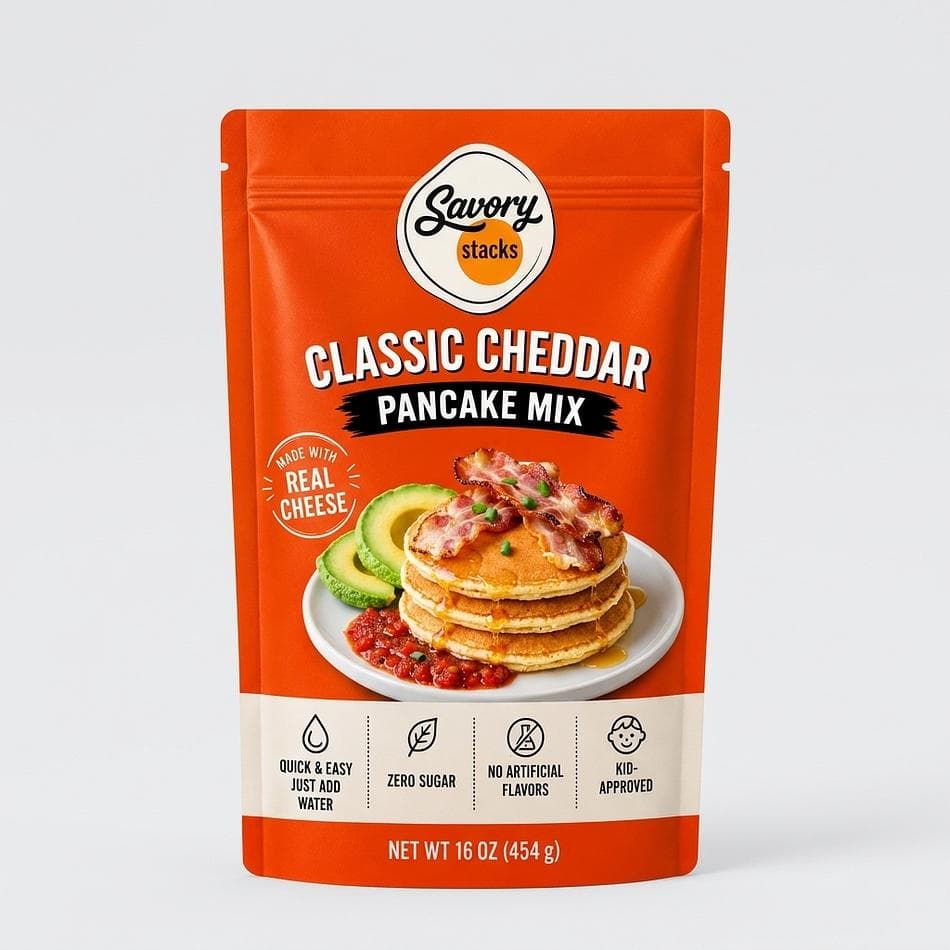 Cheddar Pancake Mix, Real Cheddar Flavor, Savory Just-Add-Water Pancakes, 1 Bag