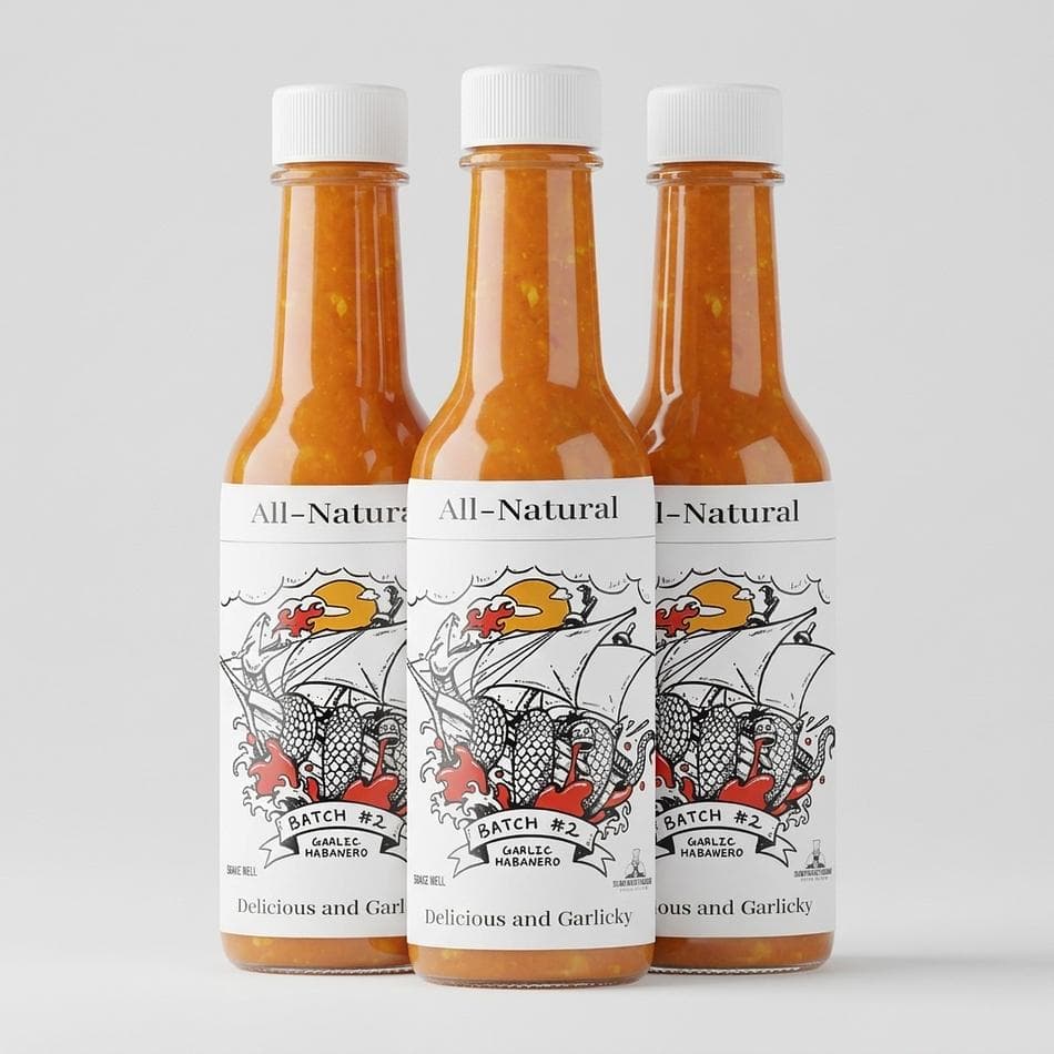 Garlic Habanero Hot Sauce, Habanero Peppers & Roasted Garlic, Bold Heat & Tang, 3-Pack Bundle (Save 15%)