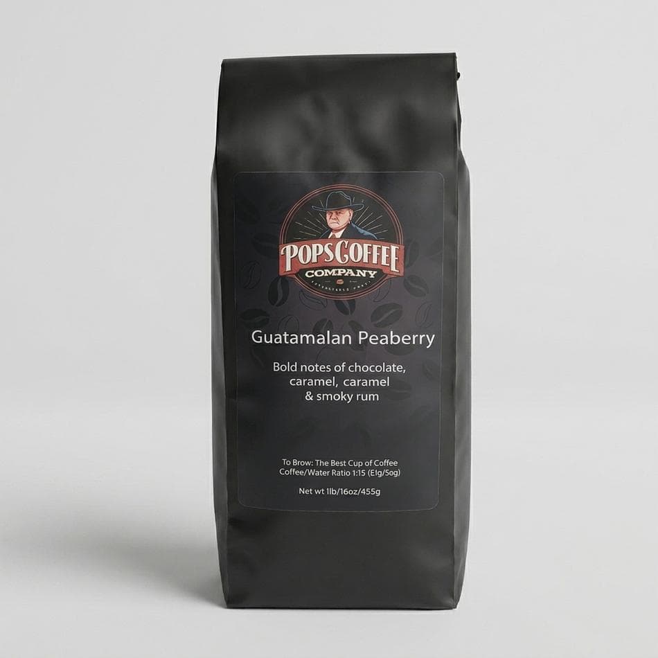 Guatemalan Peaberry Coffee Beans, Chocolate & Caramel Notes, Air-Roasted Fresh, Whole Bean or Ground, 1 lb