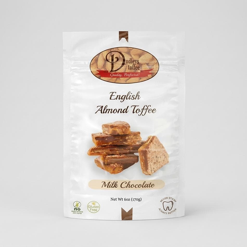 Milk Chocolate English Almond Toffee, Buttery Non-Stick Crunch, Small-Batch Candy, Gluten-Free, 6 oz Bag