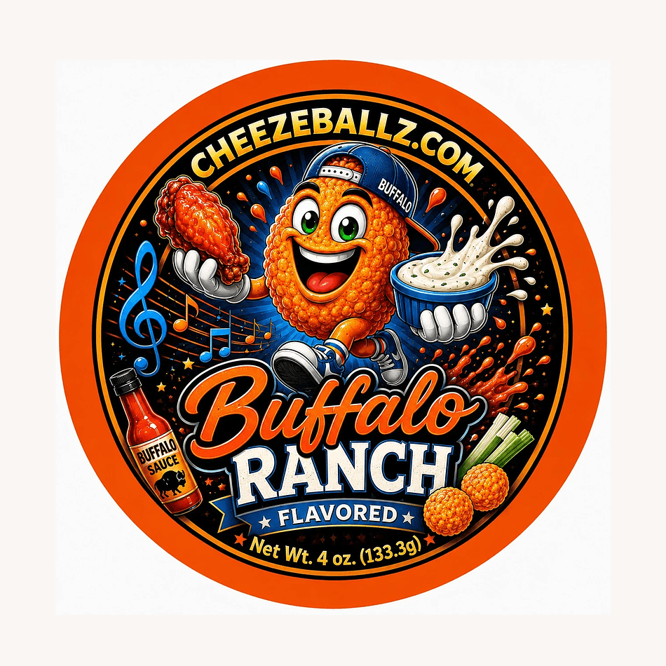 Cheese Ball Puffs, Buffalo Ranch Seasoning, Bold Spicy Ranch Flavor, Resealable 4 oz Pouch