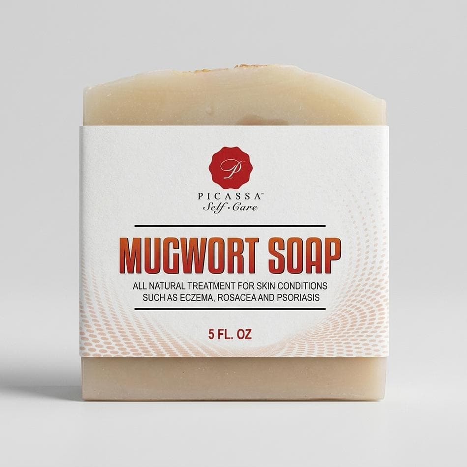 Mugwort Soap Bar, Mugwort & Hemp Seed Oil, Soothing Cleanse for Dry Itchy Skin, Handmade Natural Soap