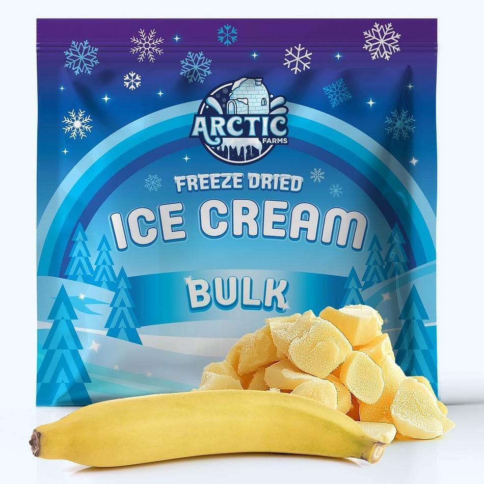 Freeze-Dried Ice Cream Bits, Banana, No-Melt Crunchy Snack, Shelf-Stable, Bulk Bag (1 lb)