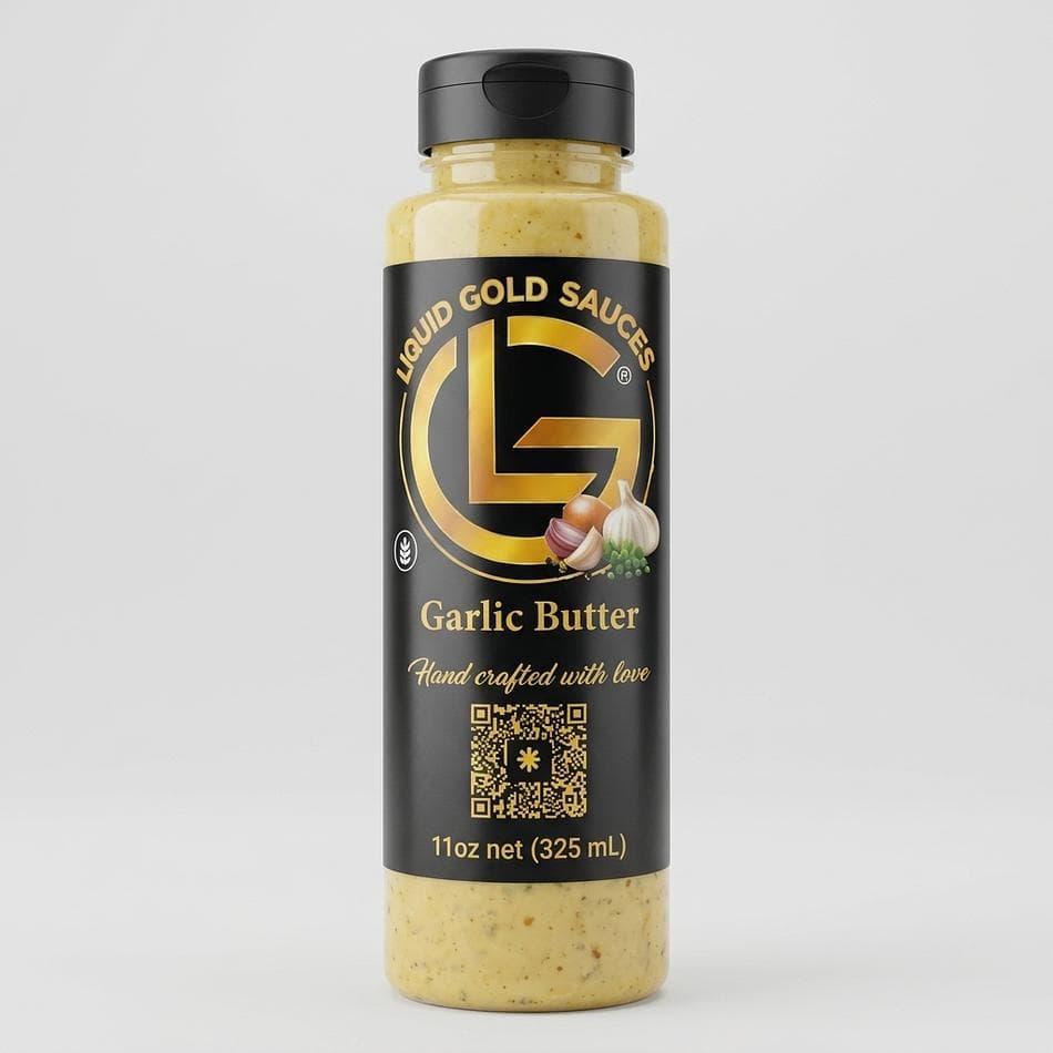 Garlic Butter Sauce, Real Garlic & Spices, Rich Buttery Flavor Boost, 1 Bottle (11oz)