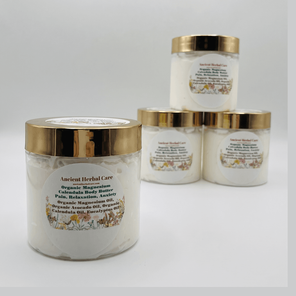 Magnesium Body Butter, Lavender & Chamomile, Muscle Relaxation & Stress Relief, 8 oz Jar