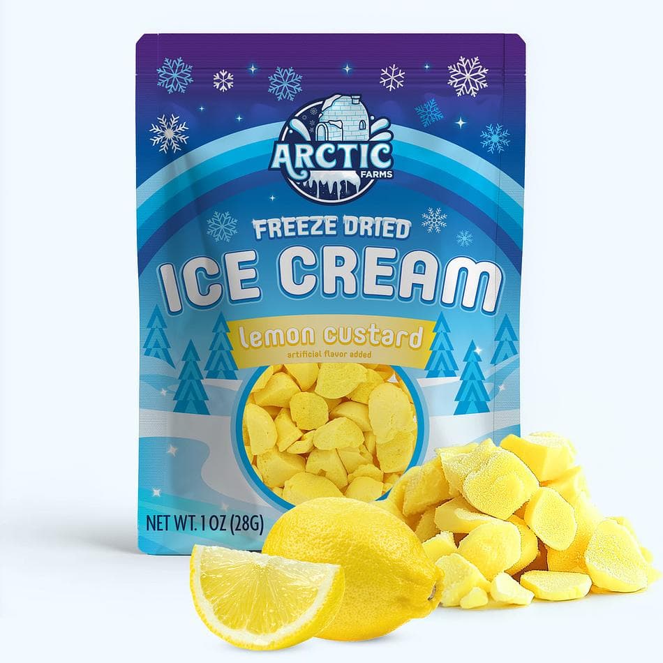 Freeze-Dried Ice Cream Bits, Lemon Custard, No-Melt Crunchy Snack, Shelf-Stable, Resealable Bag (1 oz)