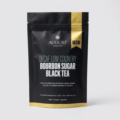 Decaf Loose Leaf Black Tea, Assam & Lapsang Souchong, Bourbon Sugar Flavor, CO2 Decaf, 50g (15 Cups)