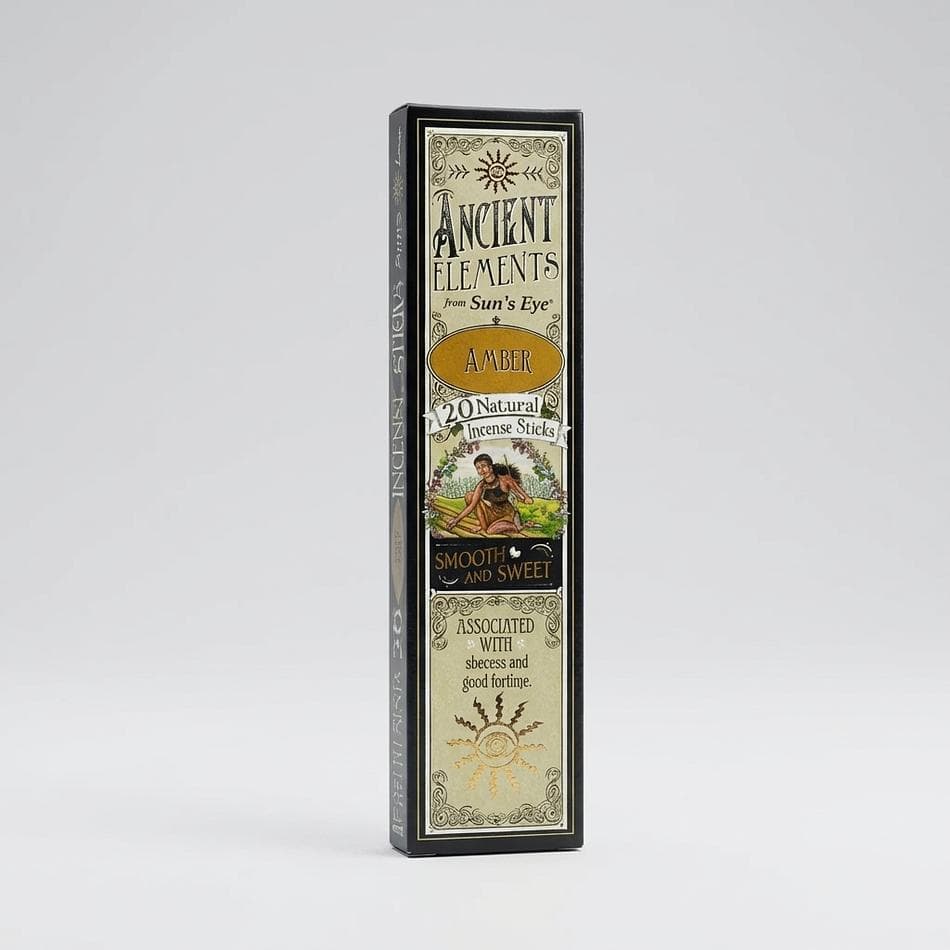 Amber Incense Sticks, Masala Hand-Rolled, Smooth Sweet Scent, Success & Good Fortune, 20-Count Box