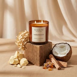 Olive & Fig Apothecary Amberwood scented 2-wick 11 oz candle-1