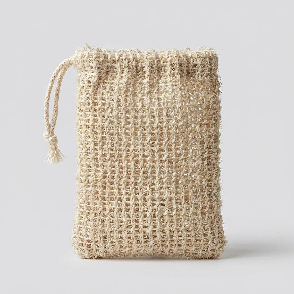 Sisal Soap Saver Bag (Agave Sisalana), Gentle Exfoliating Pouch, Hanging Drawstring, 5.71 x 3.4 in, 1 Pack