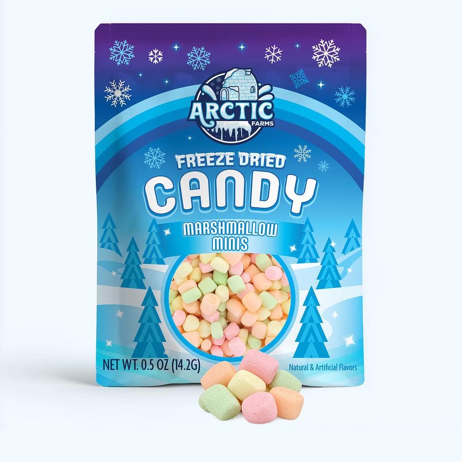 Freeze-Dried Fruity Marshmallow Minis, Orange Strawberry Lemon Lime, Crunchy Melt-in-Your-Mouth Candy, Pack of 3 Resealable Bags (0.5 oz each)