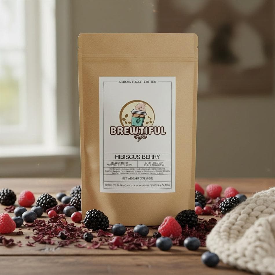Organic Hibiscus Herbal Tea, Hibiscus & Rooibos, Berry Flavor, Caffeine-Free Iced or Hot, Loose Leaf 3 oz