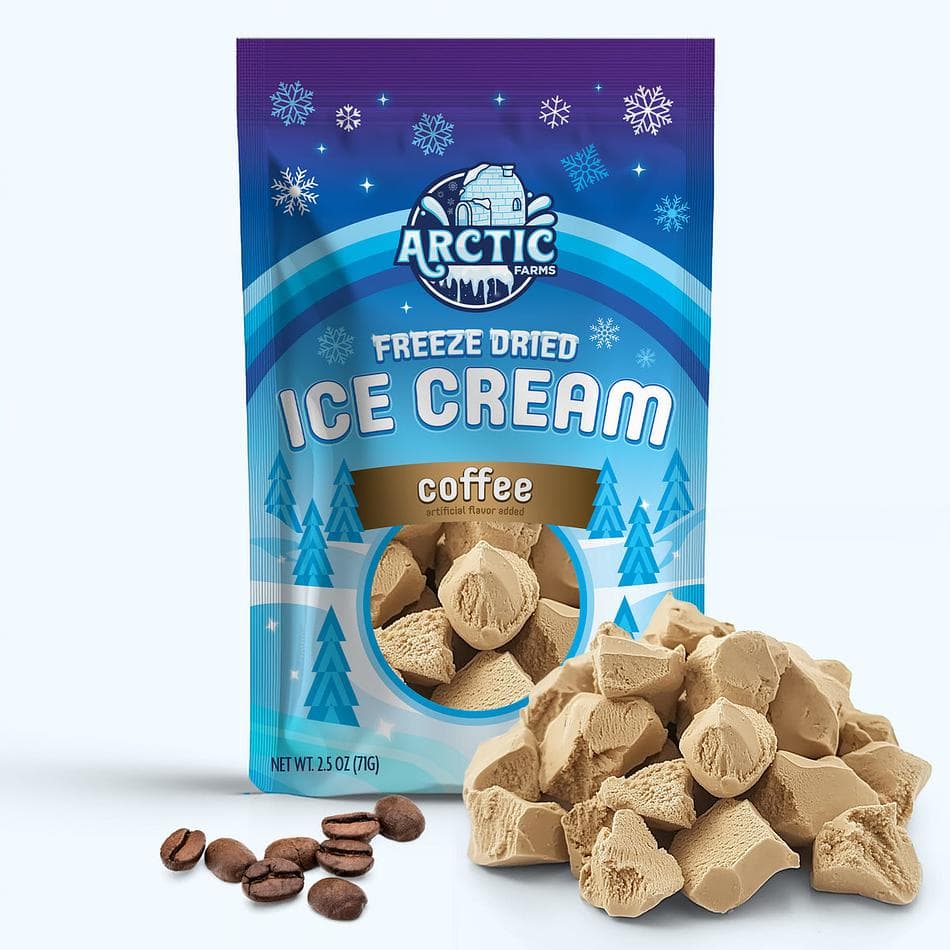 Freeze-Dried Ice Cream Bits, Coffee, No-Melt Crunchy Snack, Shelf-Stable, Large Resealable Bag (2.5 oz)