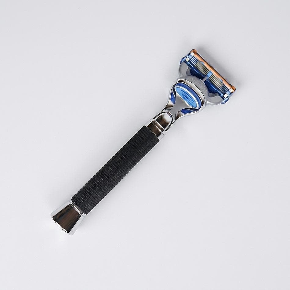 5-Blade Razor Handle, Knurled iGrip Non-Slip Grip, Close Smooth Shave, Gillette Fusion Compatible, Black