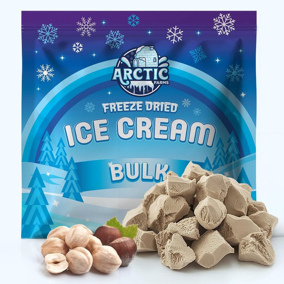 Freeze-Dried Ice Cream Bits, Hazelnut, No-Melt Crunchy Snack, Shelf-Stable, Bulk Bag (1 lb)