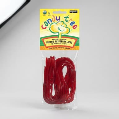 Organic Raspberry Licorice Laces, Fruit Juice Sweetened, Vegan & Gluten-Free, Non-GMO, 2.6 oz Bag