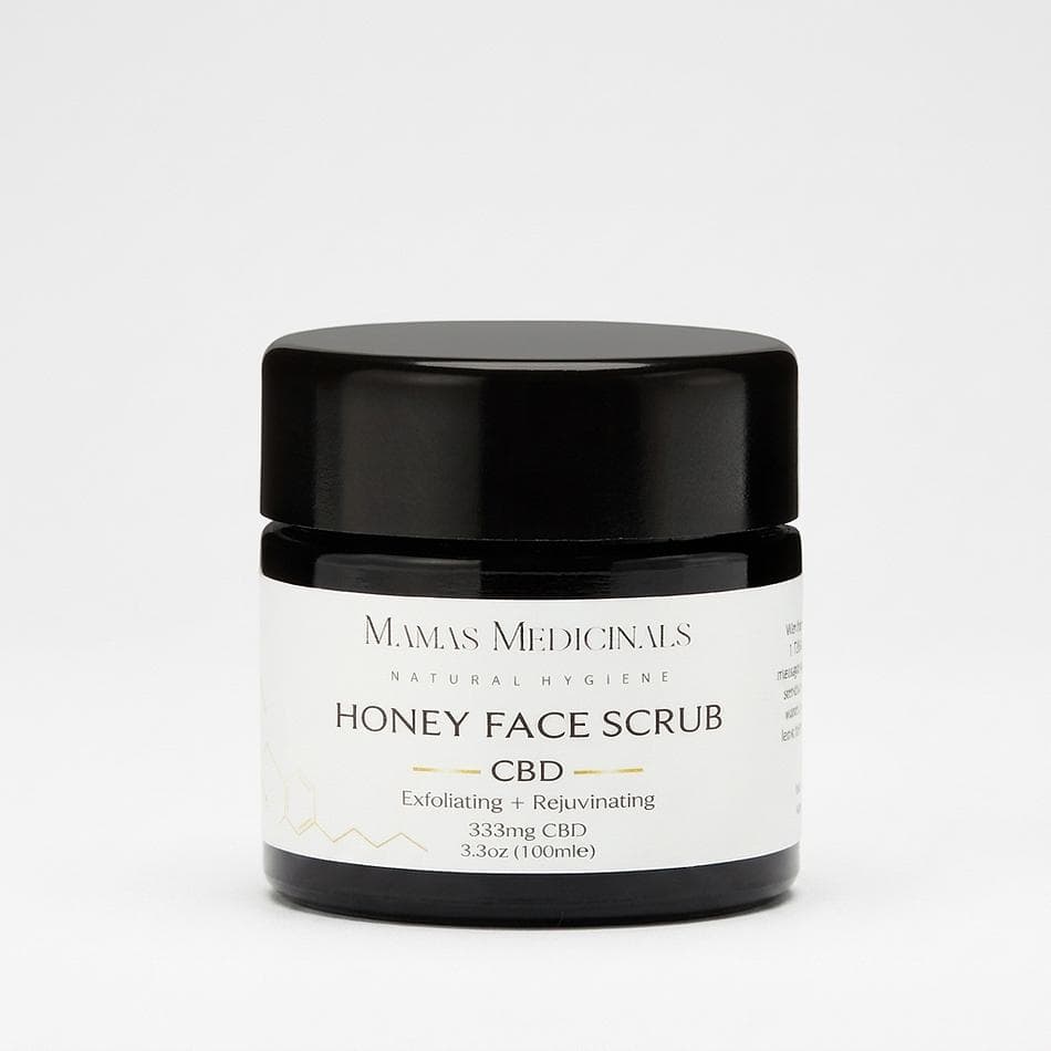 CBD Honey Face Scrub, Raw Honey & Sea Buckthorn, Exfoliating + Brightening Mask, 333mg CBD, 3.3 oz (100 mL)
