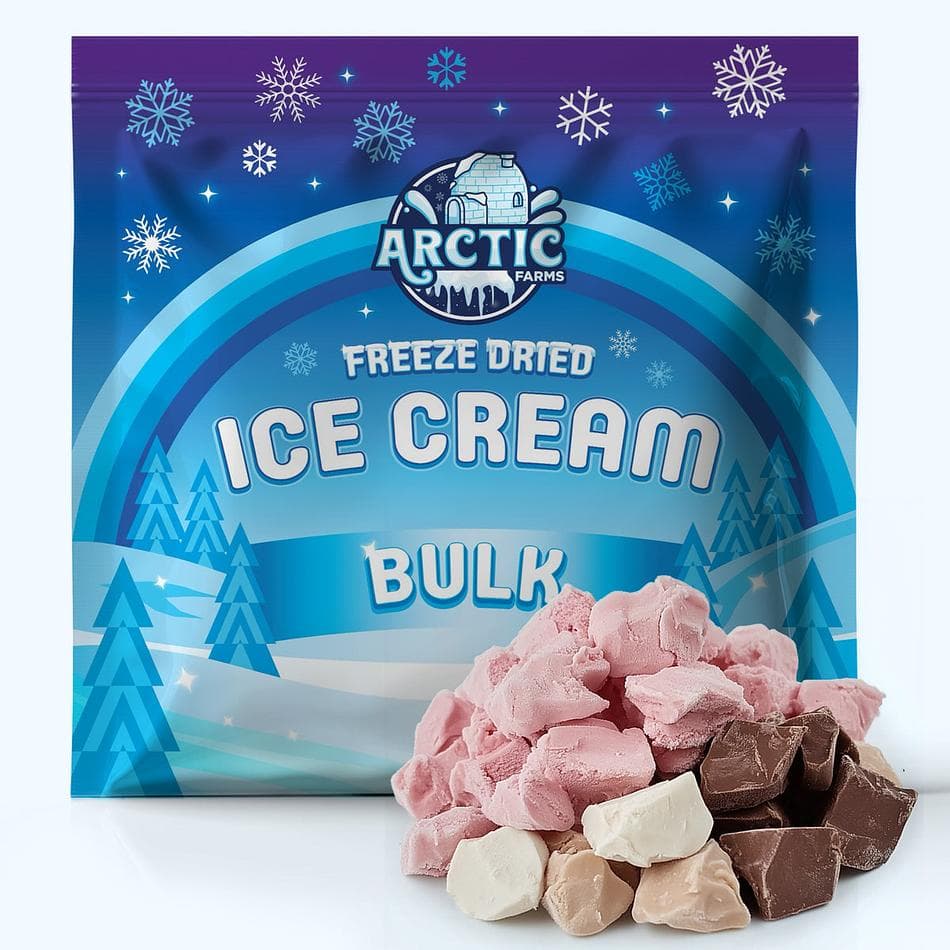 Freeze-Dried Ice Cream Bits, Neapolitan, No-Melt Crunchy Snack, Shelf-Stable, Bulk Bag (1 lb)