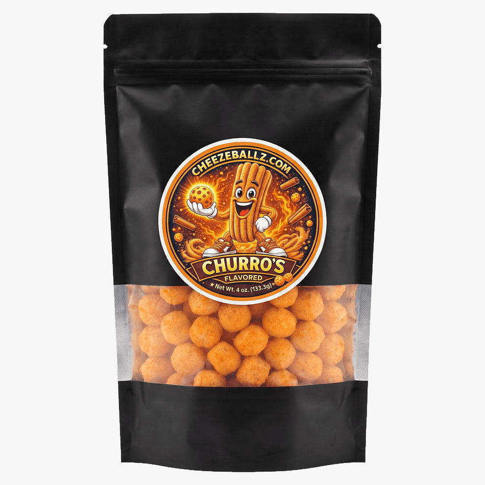 Sweet Churro Cinnamon Sugar Cheese Puffs, Gluten-Free Snack, Resealable 4 oz Pouch