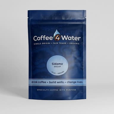 Decaf Ethiopian Sidamo Coffee, Floral Cocoa Notes, Smooth Low Caffeine, Medium Roast, 12 oz Whole Bean or Ground