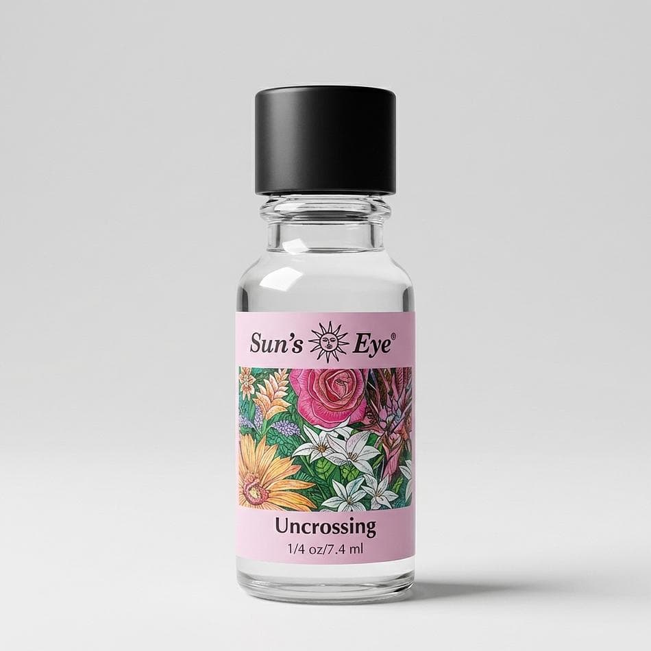 Uncrossing Ritual Oil, Rose & Earthy Aroma Blend, Negative Energy Cleansing, 0.5 oz (15 mL) Glass Bottle