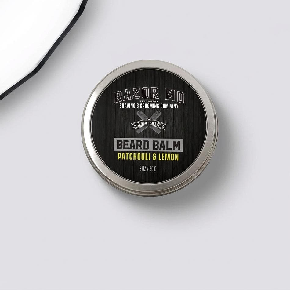 Beard Balm, Shea Butter & Beeswax, Patchouli + Lemon Scent, Matte Finish & Hold, 2 oz Tin