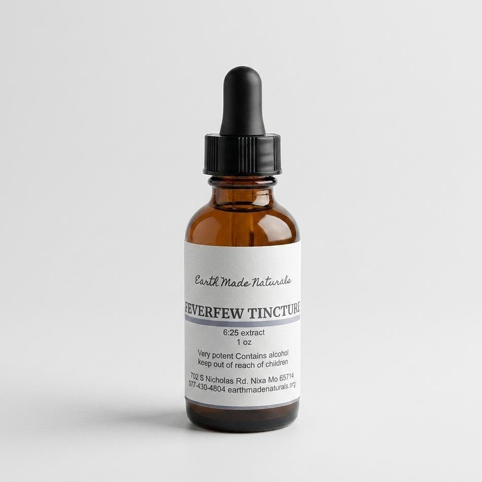 Feverfew Herbal Tincture, Feverfew Aerial Parts, Comfort & Balance Support, Alcohol Extract 40%, 1 oz/2 oz