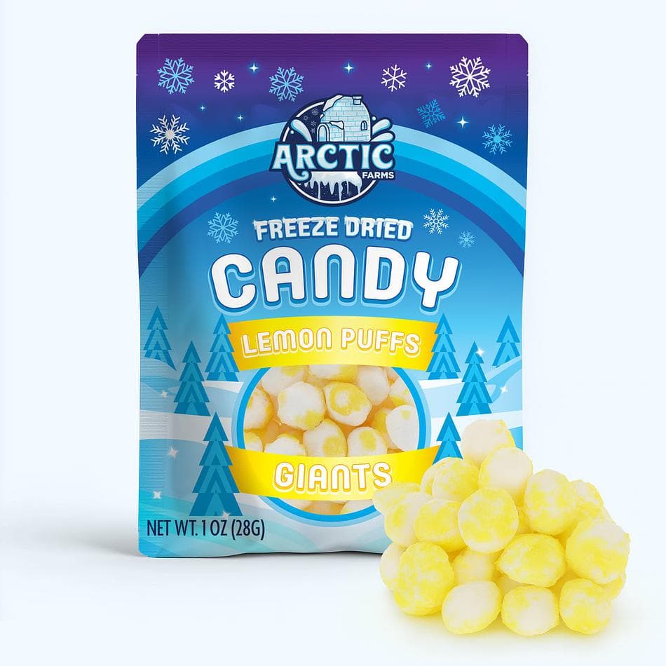Freeze-Dried Lemon Puffs, Giant Puffs, Bright, Tart, Ultra-Crunchy Lemon Candy, Resealable Bag (1 oz)