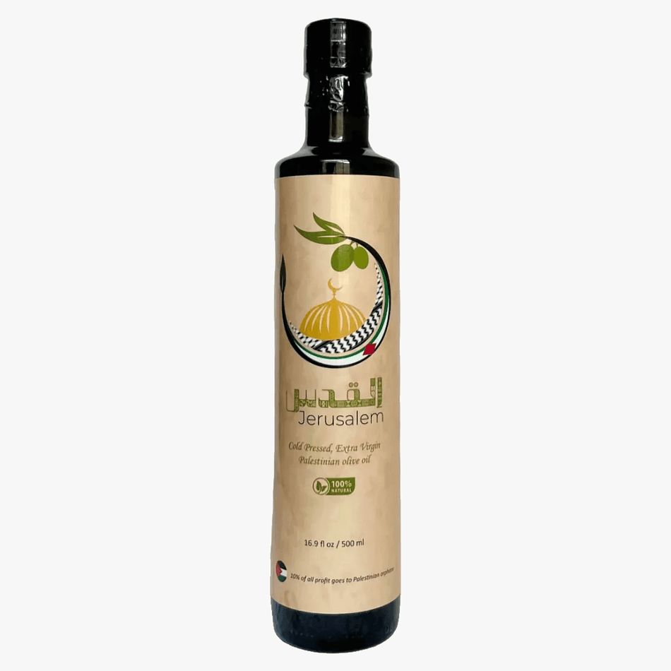 Extra Virgin Olive Oil, Cold-Pressed Palestinian Olives, Fruity Rich Flavor, 500 mL (16.9 fl oz) Dark Glass Bottle