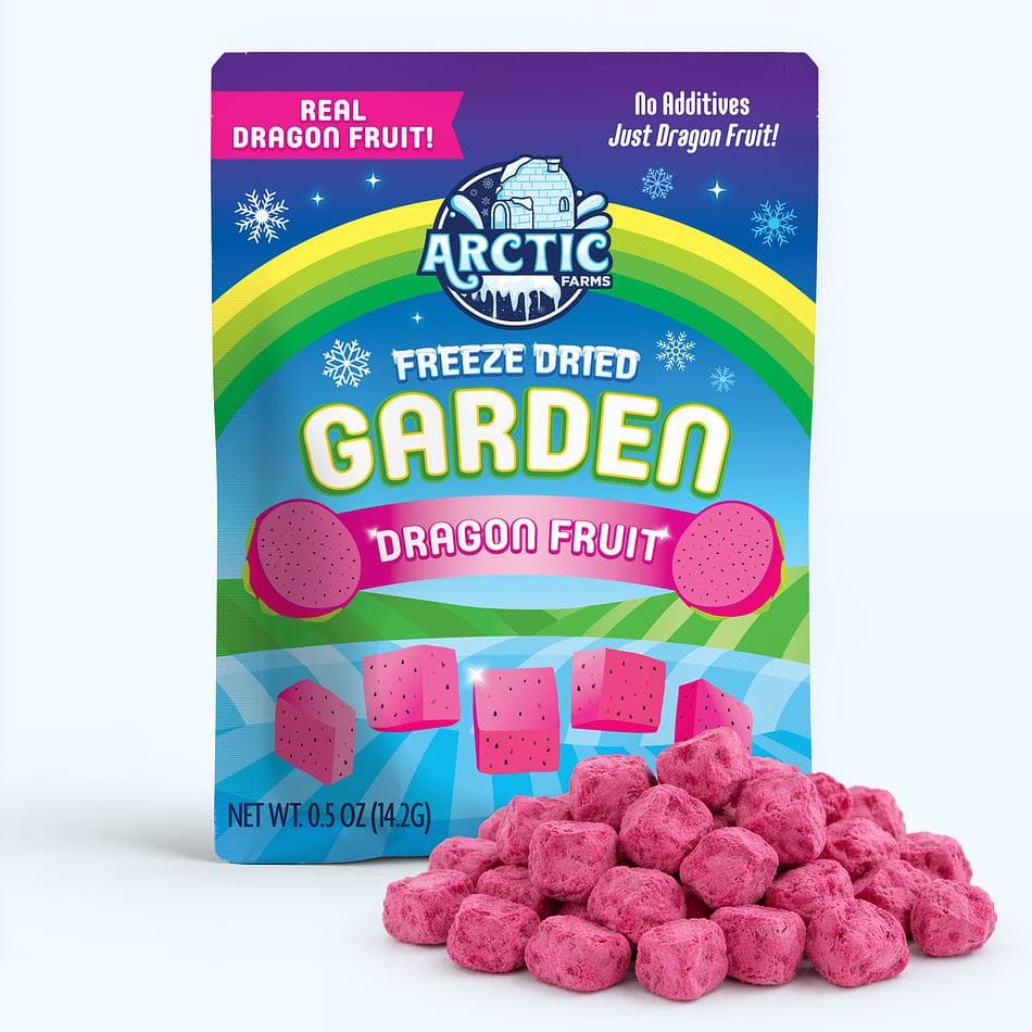 Freeze-Dried Natural Dragon Fruit Big Cubes, Soft, Tropical, Bite-Size Exotic Crunch, Resealable Bag (0.5 oz)