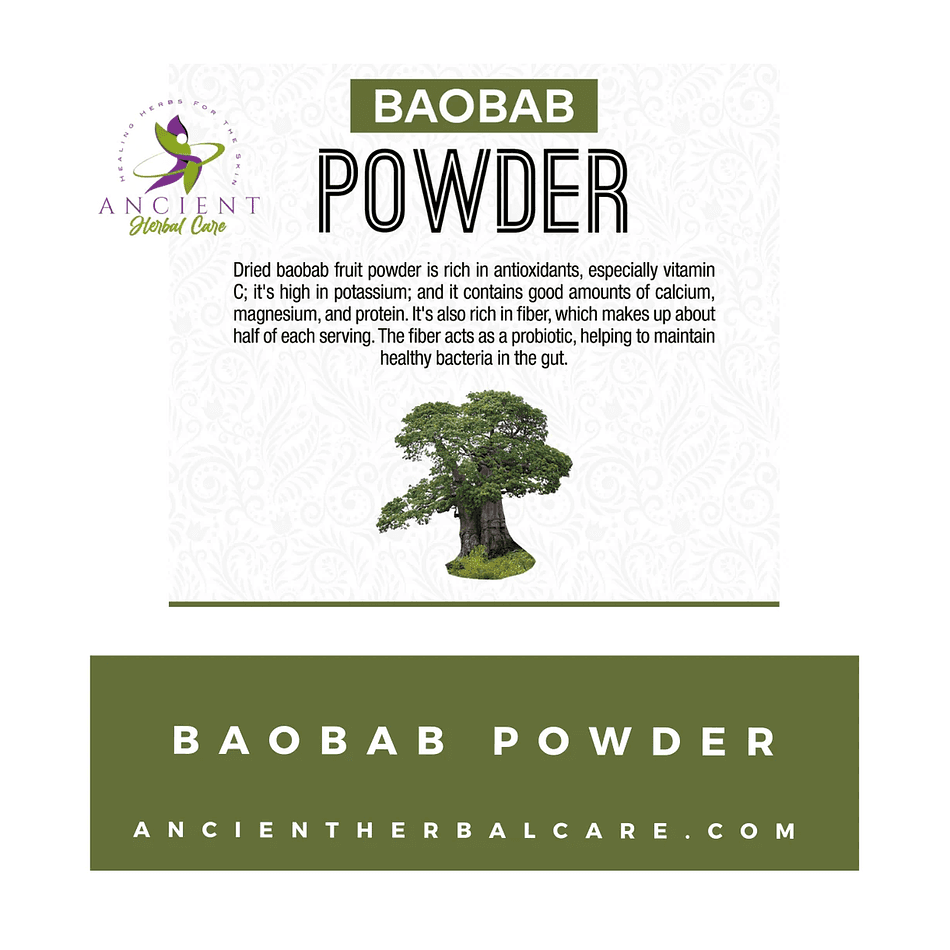 Baobab Fruit Powder, Organic Vegan, Vitamin C & Fiber Boost, 8 oz Resealable Bag
