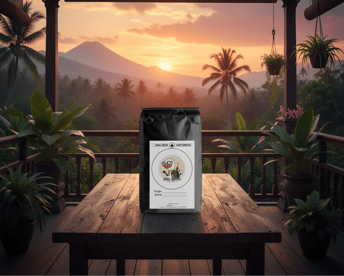 Bali Blue Single-Origin Coffee, Bourbon Typica Catimor, Medium-Dark Roast, Dark Chocolate Notes, Whole Bean or Ground, 12oz Bag. ***LET US KNOW IF YOU PREFER WHOLE BEANS OR STANDARD GRIND***