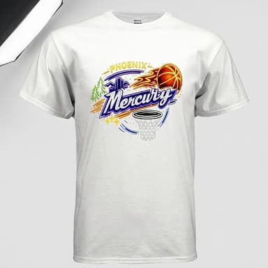 Phoenix Mercury Fan T-Shirt, Gildan G500 Cotton, Neon Glow Graphic, Unisex Classic Fit, Sizes S–5XL