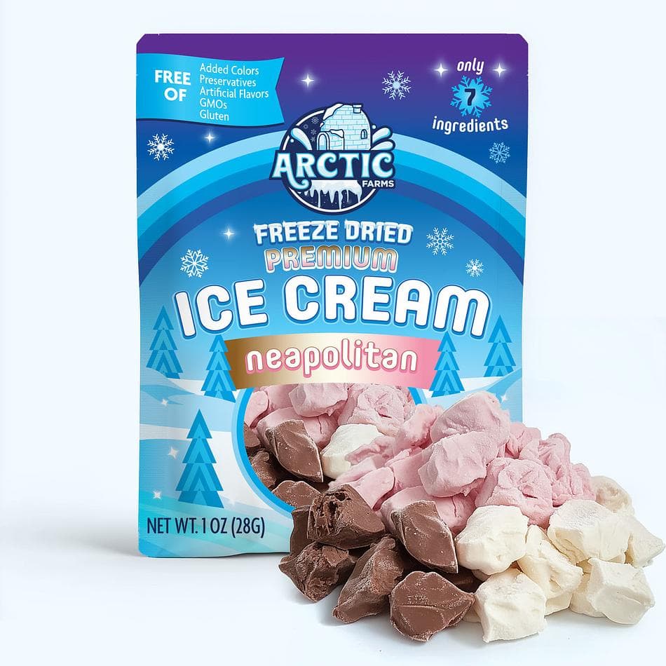Freeze-Dried Premium Ice Cream Bites, Neapolitan, Clean 5-Ingredient Recipe, No-Melt Snack, Resealable Bag (1 oz)