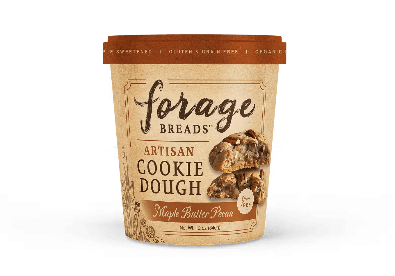 Grain-Free Maple Butter Pecan Cookie Dough | Made with Organic Ingredients; like Pecans, Maple Syrup, Blanched Almond Flour and Butter |  ✓ Gluten-Free and Spoon-Ready, or Bake | 12 oz.