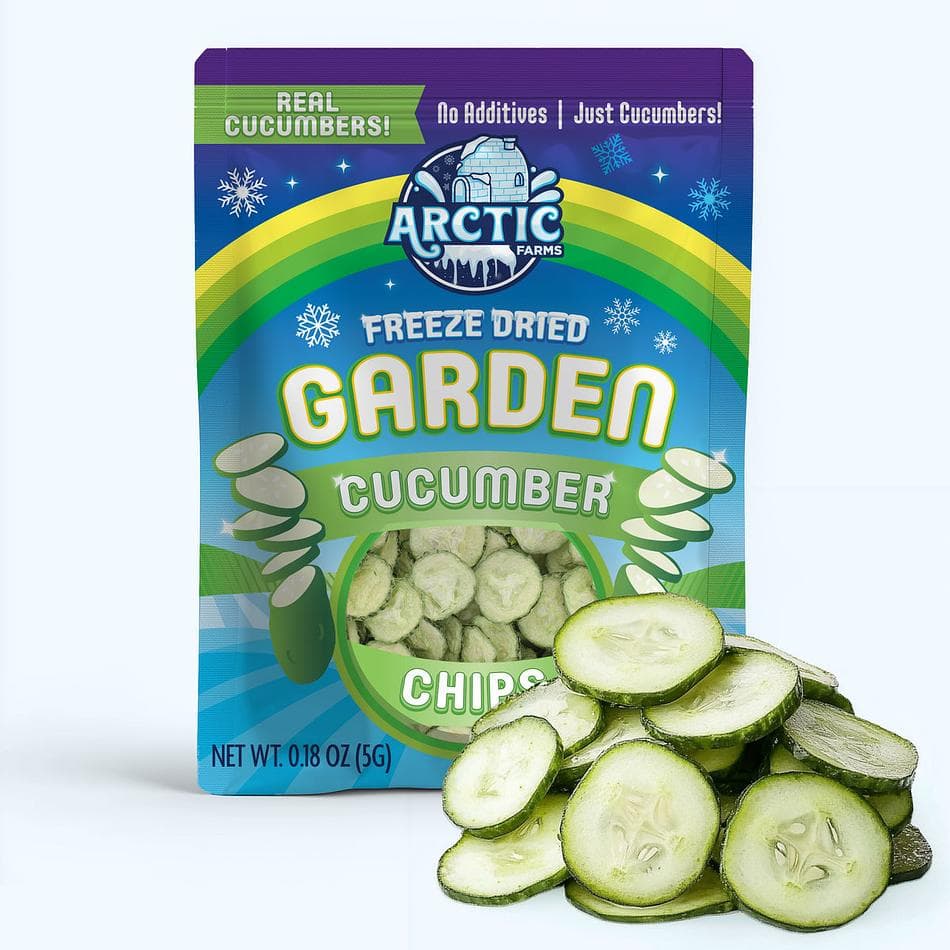 Freeze-Dried Cucumber Chips, Refreshing Low-Calorie Crunchy Snack, Pack of 3 Resealable Bags (0.18 oz each)