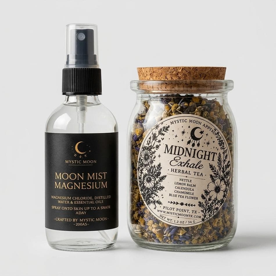 Sleep Support Bundle, Magnesium Body Mist + Caffeine-Free Herbal Tea, Relax & Unwind Night Routine, 2-Piece Set