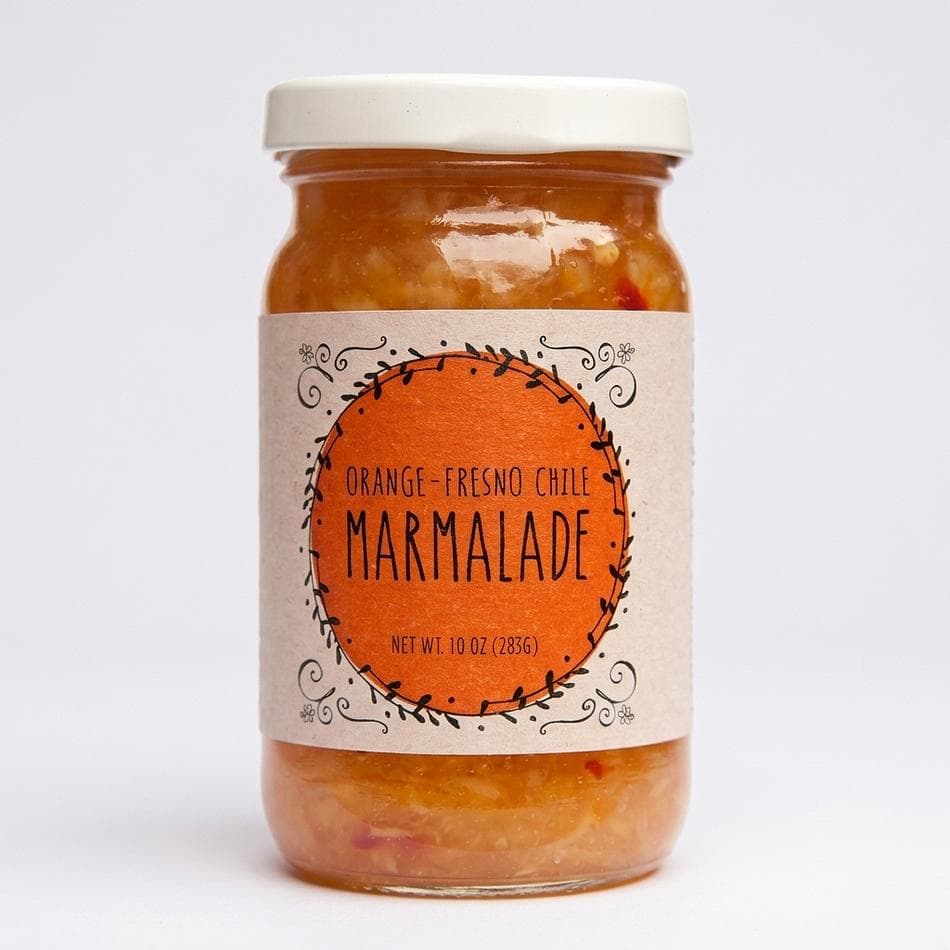 Orange Chile Marmalade, Orange & Fresno Chiles, Mild Sweet Heat Citrus Spread, 10 oz Jar